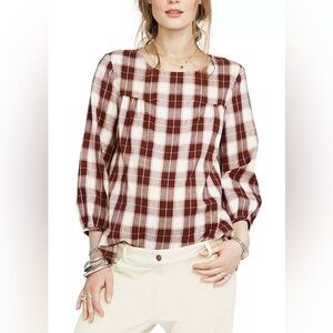 Hatch The Delfina Top Plaid Maternity Blouse
